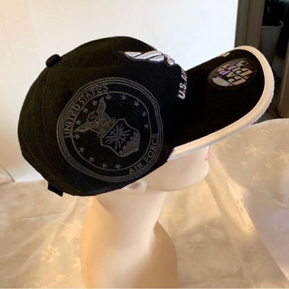 United States Air Force Baseball Cap Hat Black White OSFA Clean & Excellent - Picture 5 of 7